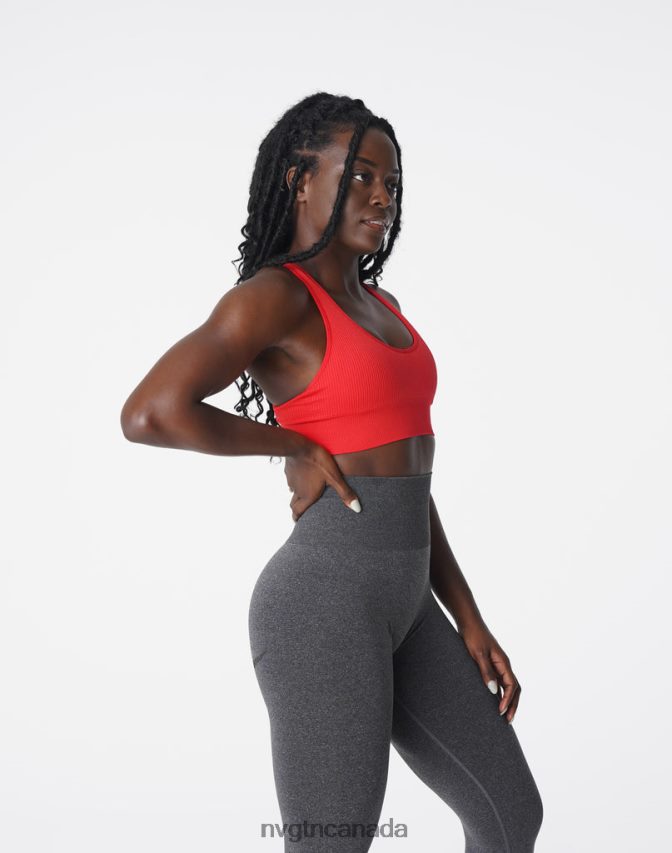 NVGTN Fitness Women Galaxy Ribbed Seamless Bra Scarlet HJXFTJ167