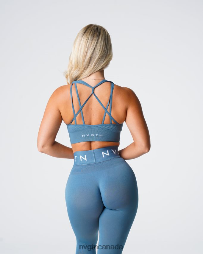 NVGTN Fitness Women Galaxy Ribbed Seamless Bra Stone Blue HJXFTJ161