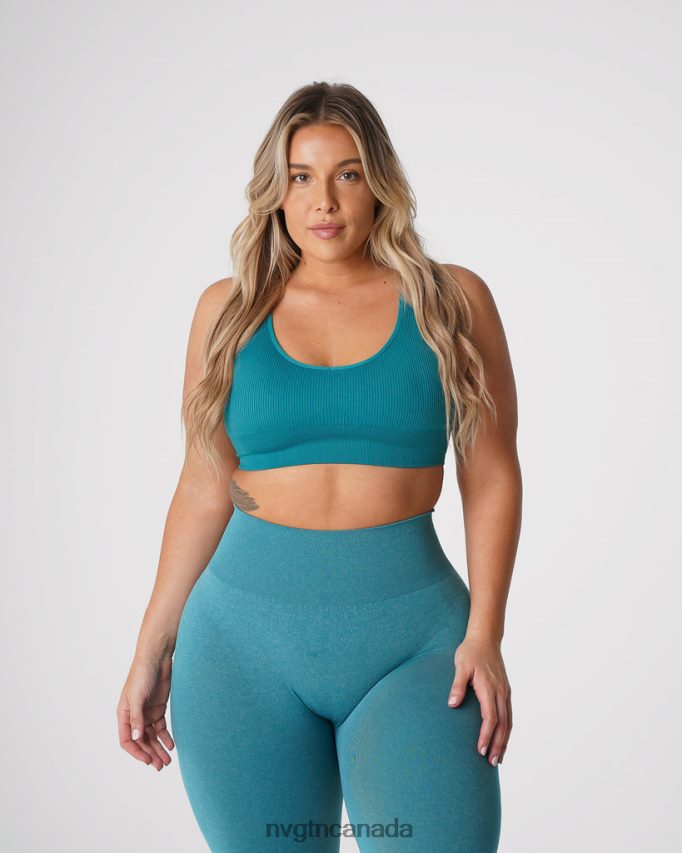 NVGTN Fitness Women Galaxy Ribbed Seamless Bra Teal HJXFTJ65