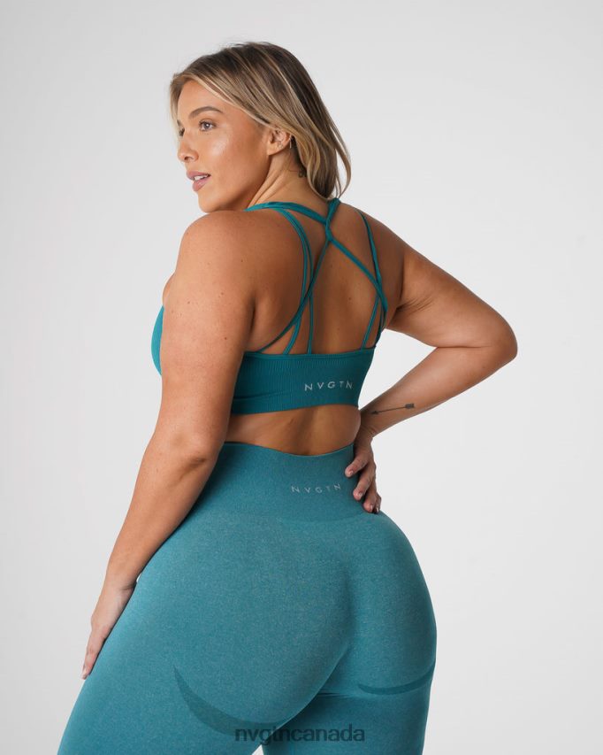 NVGTN Fitness Women Galaxy Ribbed Seamless Bra Teal HJXFTJ65