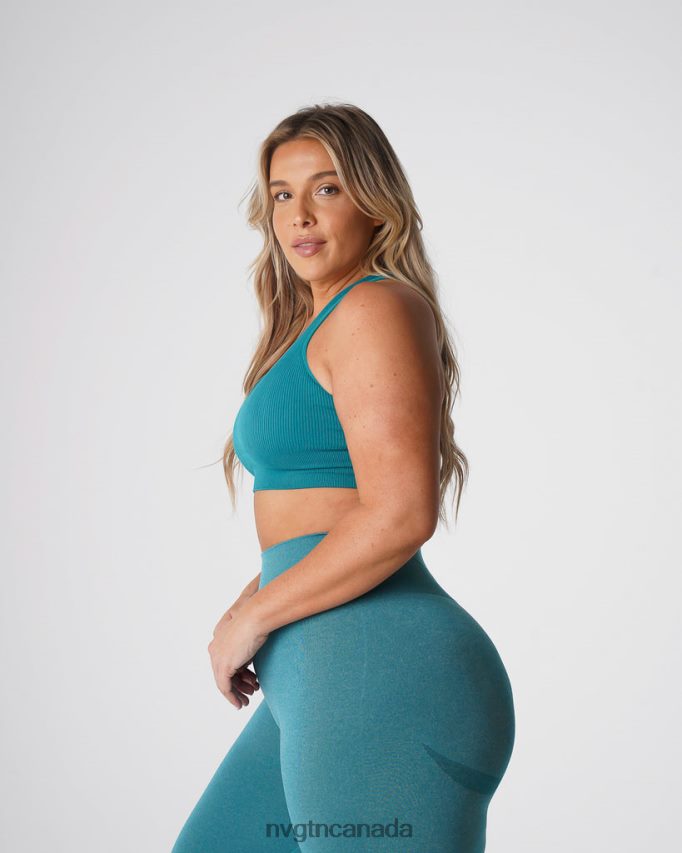 NVGTN Fitness Women Galaxy Ribbed Seamless Bra Teal HJXFTJ65