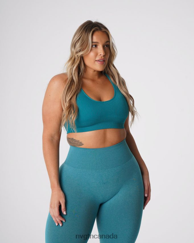 NVGTN Fitness Women Galaxy Ribbed Seamless Bra Teal HJXFTJ65