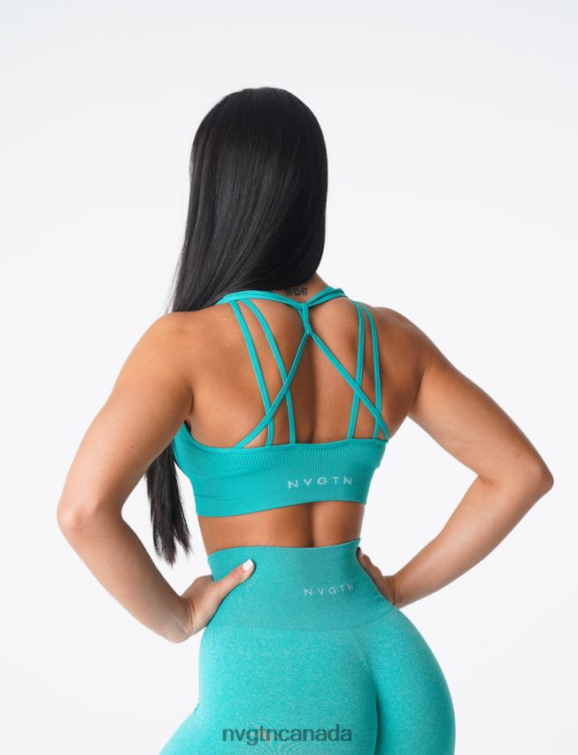 NVGTN Fitness Women Galaxy Ribbed Seamless Bra Turquoise HJXFTJ166