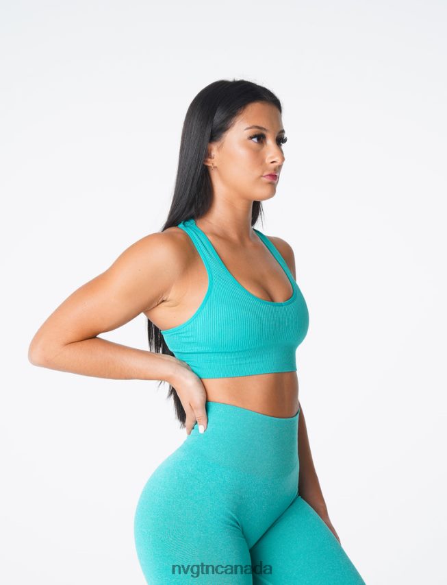 NVGTN Fitness Women Galaxy Ribbed Seamless Bra Turquoise HJXFTJ166