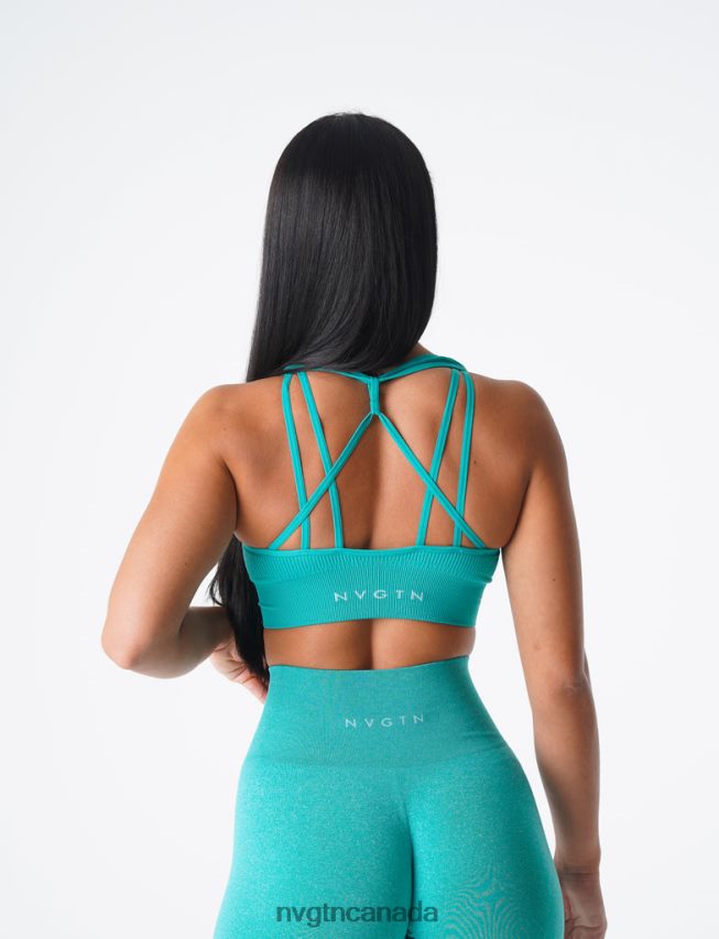 NVGTN Fitness Women Galaxy Ribbed Seamless Bra Turquoise HJXFTJ166