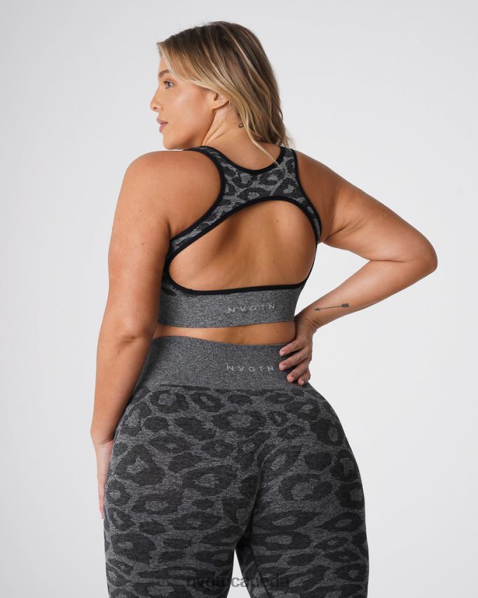NVGTN Fitness Women Leopard Eclipse Seamless Bra Black Speckled HJXFTJ213