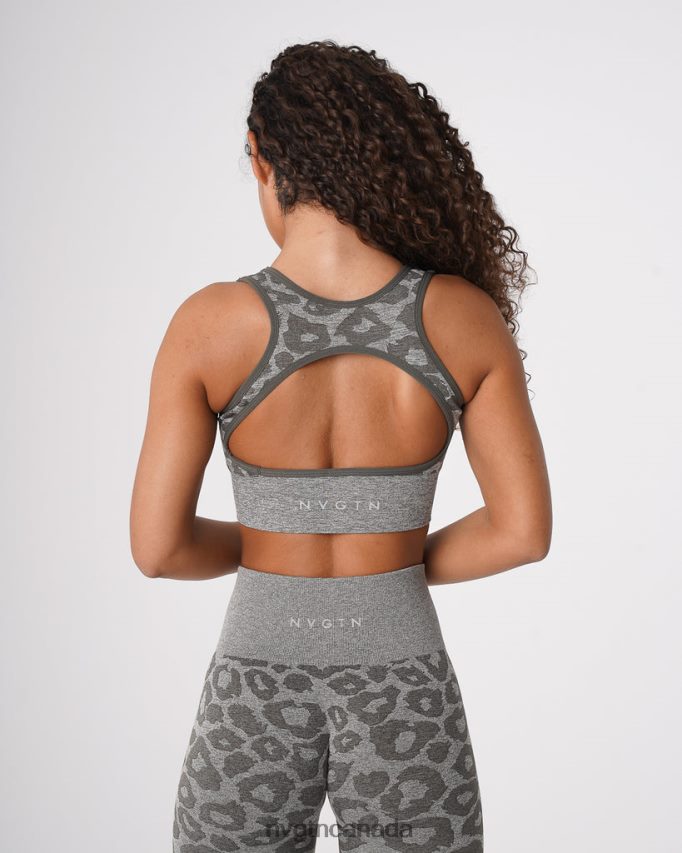 NVGTN Fitness Women Leopard Eclipse Seamless Bra Khaki Green HJXFTJ219