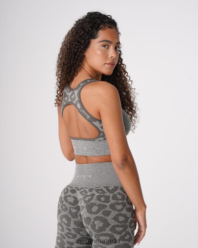 NVGTN Fitness Women Leopard Eclipse Seamless Bra Khaki Green HJXFTJ219