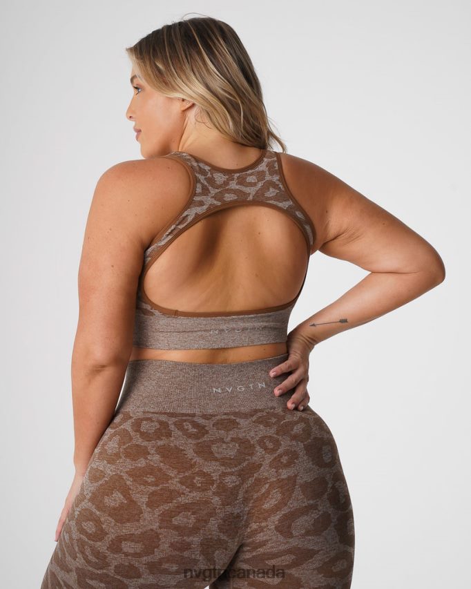 NVGTN Fitness Women Leopard Eclipse Seamless Bra Mocha HJXFTJ216