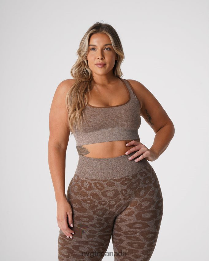 NVGTN Fitness Women Leopard Eclipse Seamless Bra Mocha HJXFTJ216