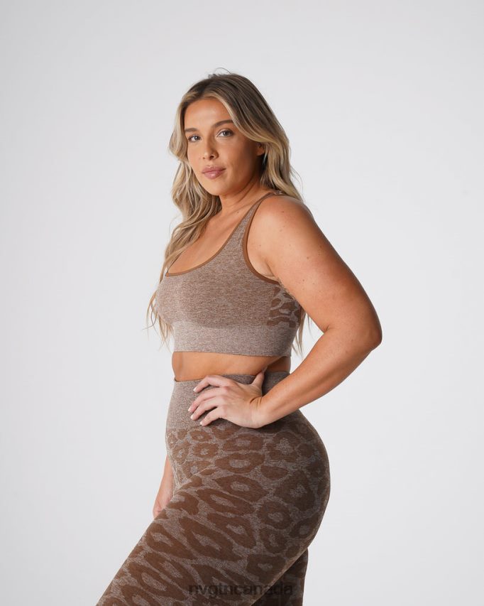 NVGTN Fitness Women Leopard Eclipse Seamless Bra Mocha HJXFTJ216