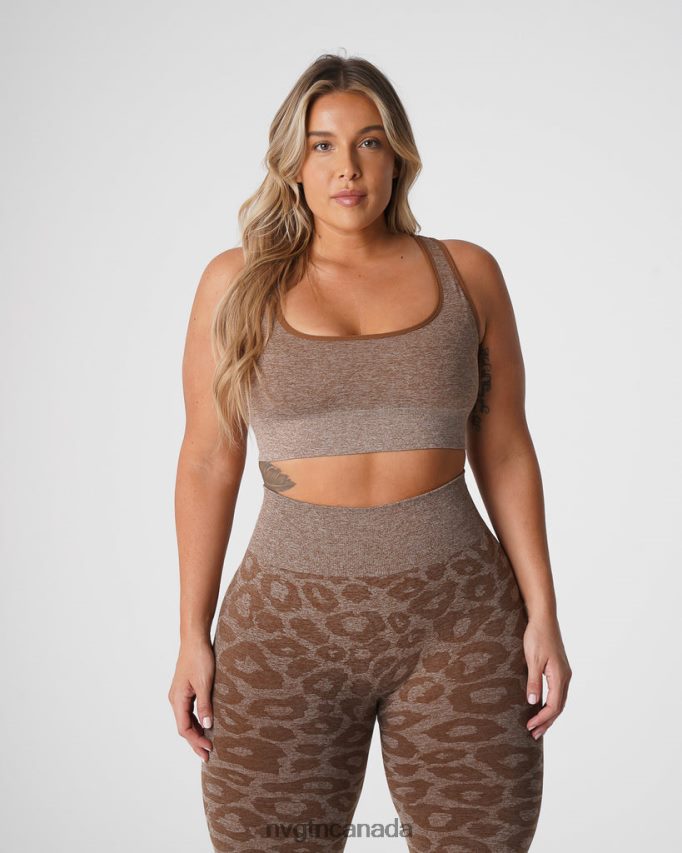 NVGTN Fitness Women Leopard Eclipse Seamless Bra Mocha HJXFTJ216