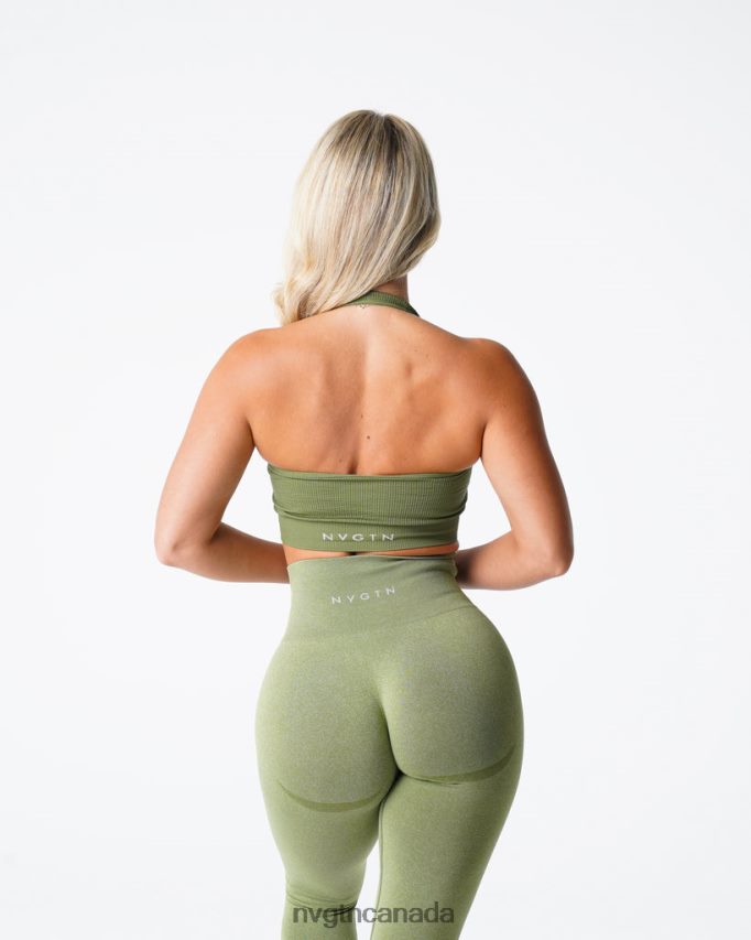 NVGTN Fitness Women Limitless Ribbed Seamless Halter Bra Meadow HJXFTJ148