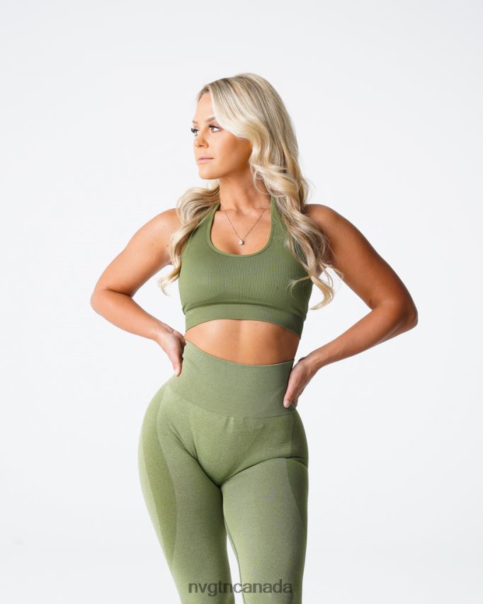 NVGTN Fitness Women Limitless Ribbed Seamless Halter Bra Meadow HJXFTJ148