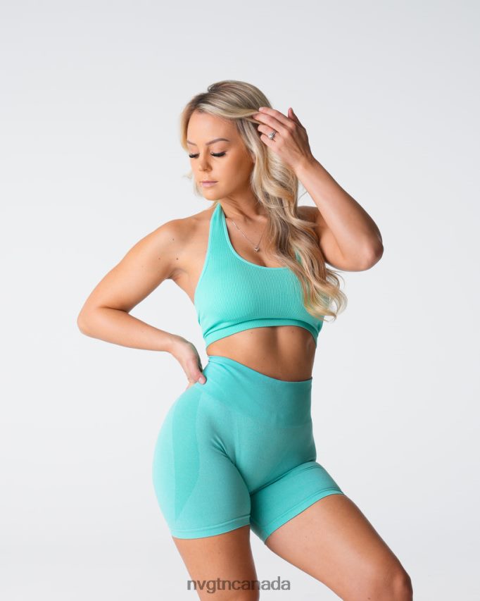 NVGTN Fitness Women Limitless Ribbed Seamless Halter Bra Mint HJXFTJ117