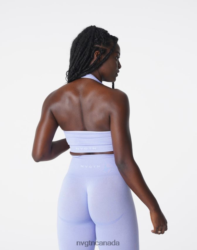 NVGTN Fitness Women Limitless Ribbed Seamless Halter Bra Periwinkle HJXFTJ204