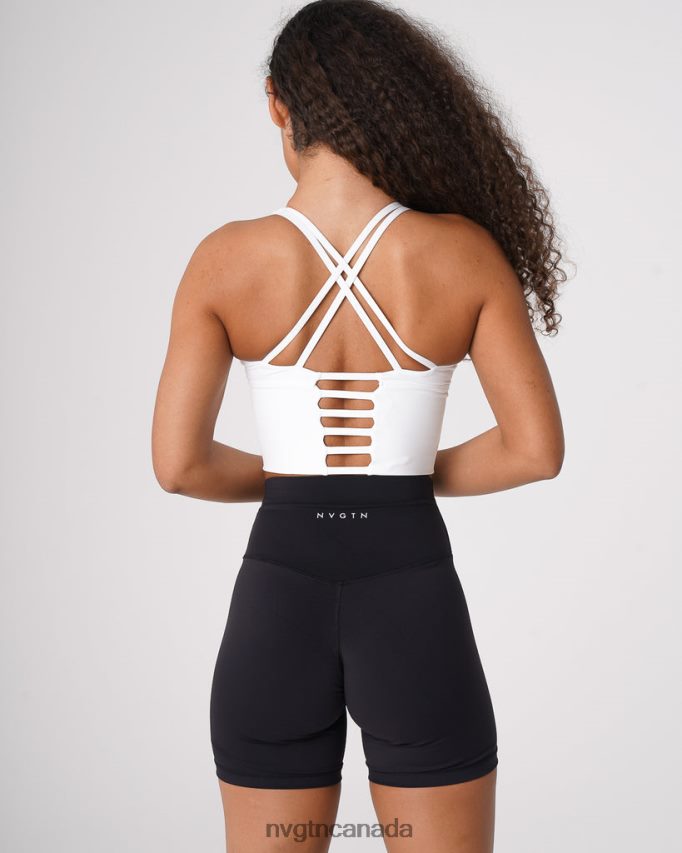 NVGTN Fitness Women Matrix Bra Top White HJXFTJ82