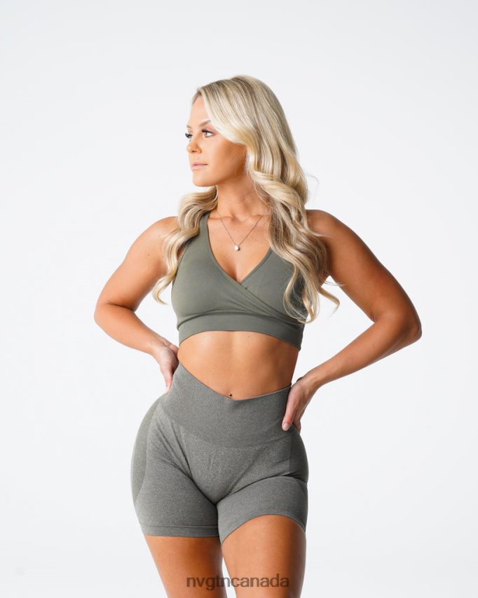 NVGTN Fitness Women Pursuit Seamless Bra Khaki Green HJXFTJ143