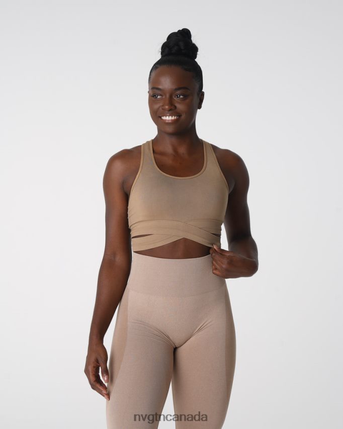 NVGTN Fitness Women Sculpt Seamless Bra Top Beige HJXFTJ145