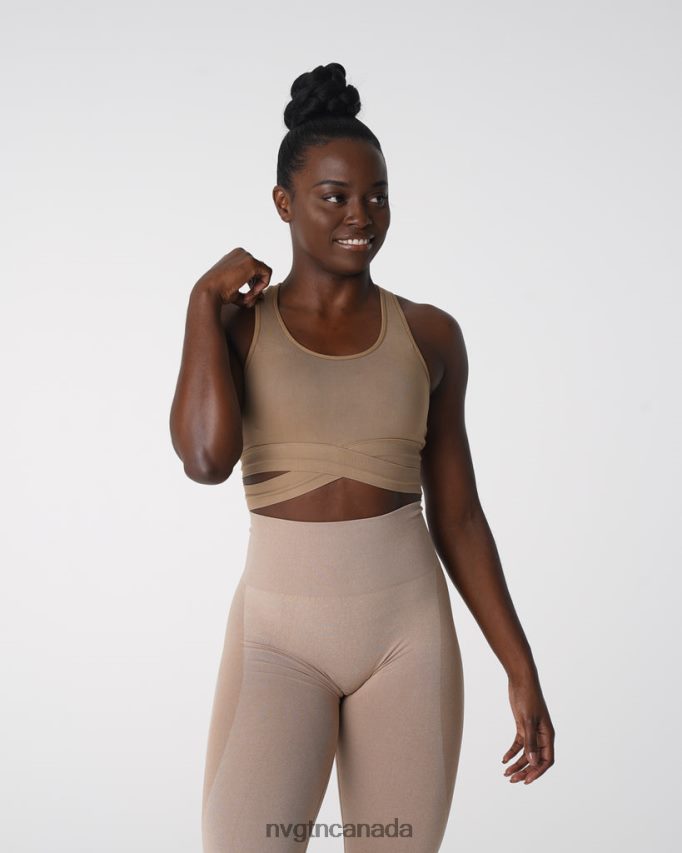 NVGTN Fitness Women Sculpt Seamless Bra Top Beige HJXFTJ145