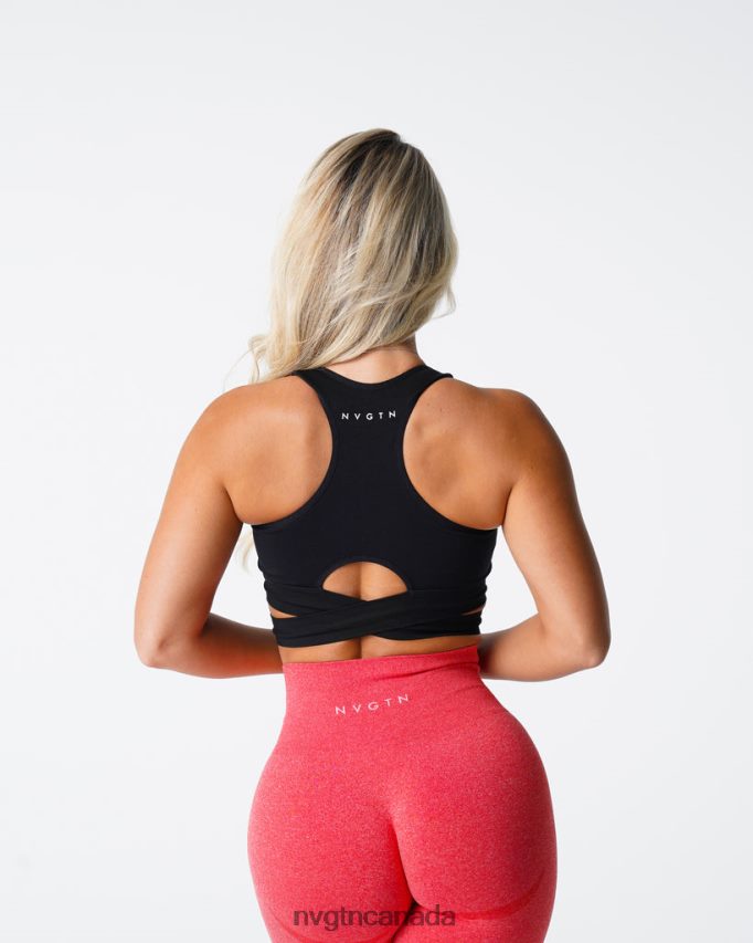 NVGTN Fitness Women Sculpt Seamless Bra Top Black HJXFTJ202