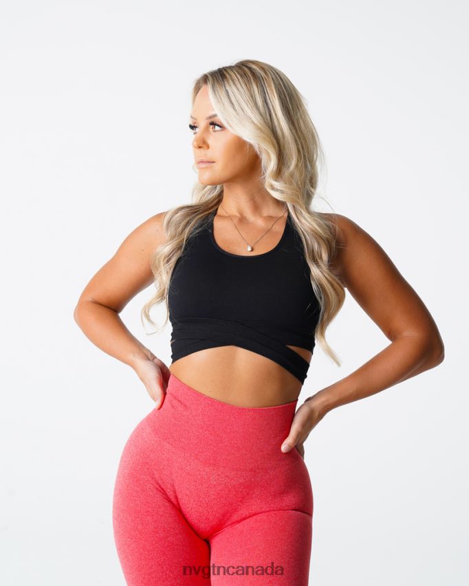NVGTN Fitness Women Sculpt Seamless Bra Top Black HJXFTJ202