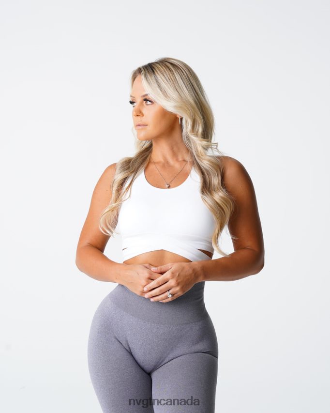 NVGTN Fitness Women Sculpt Seamless Bra Top White HJXFTJ201