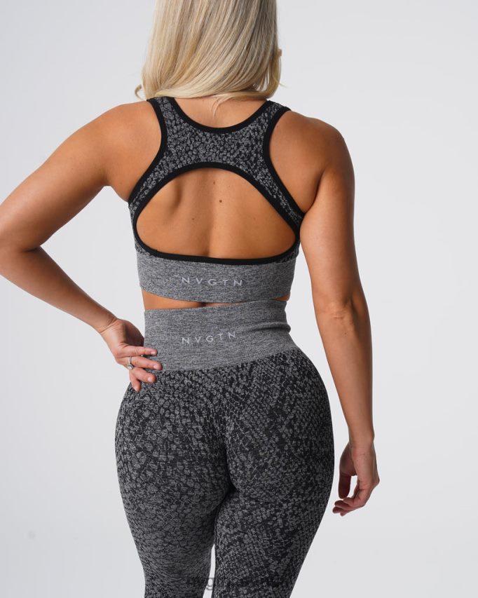 NVGTN Fitness Women Snakeskin Eclipse Seamless Bra Black Speckled HJXFTJ215