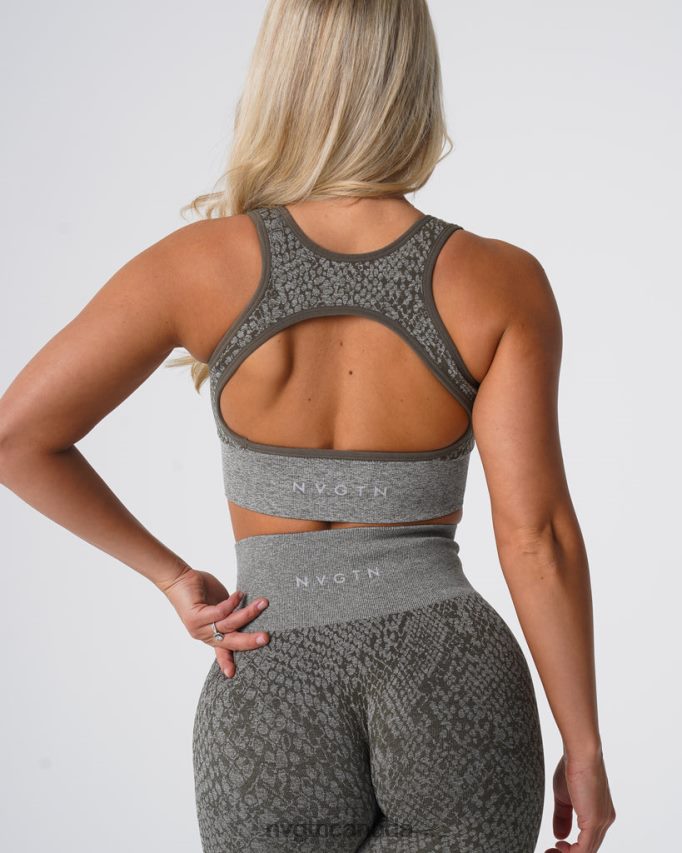 NVGTN Fitness Women Snakeskin Eclipse Seamless Bra Khaki Green HJXFTJ221