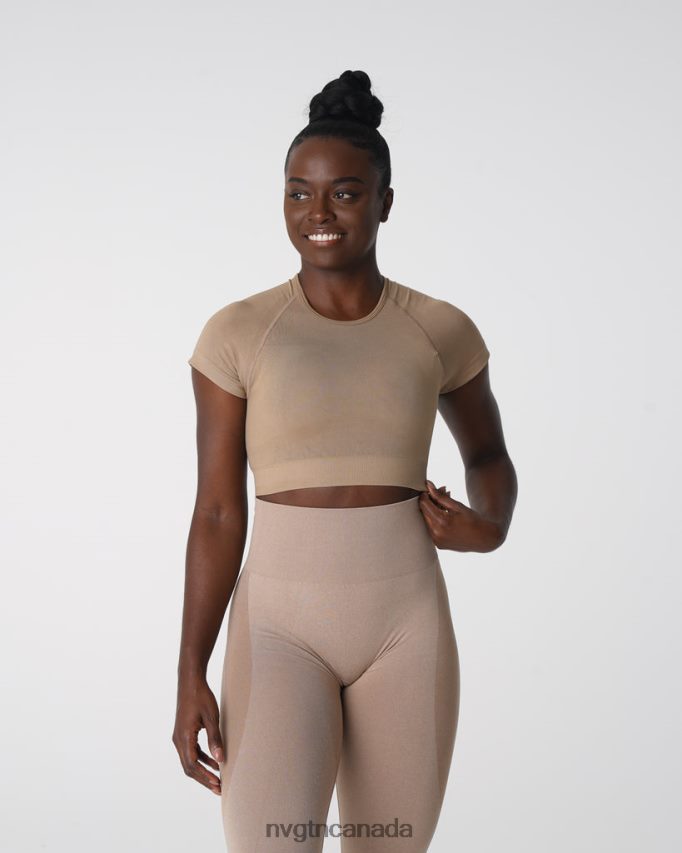 NVGTN Fitness Women Vortex Seamless Bra Top Beige HJXFTJ149