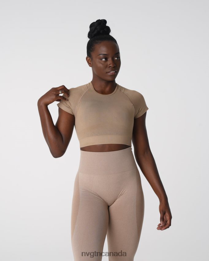 NVGTN Fitness Women Vortex Seamless Bra Top Beige HJXFTJ149