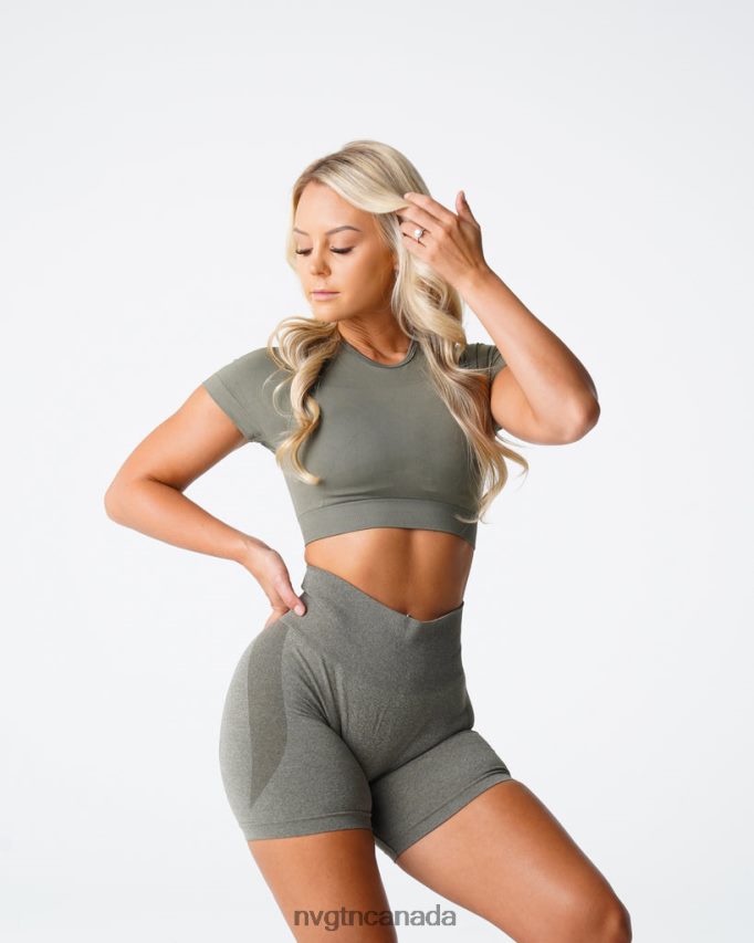 NVGTN Fitness Women Vortex Seamless Bra Top Khaki Green HJXFTJ73