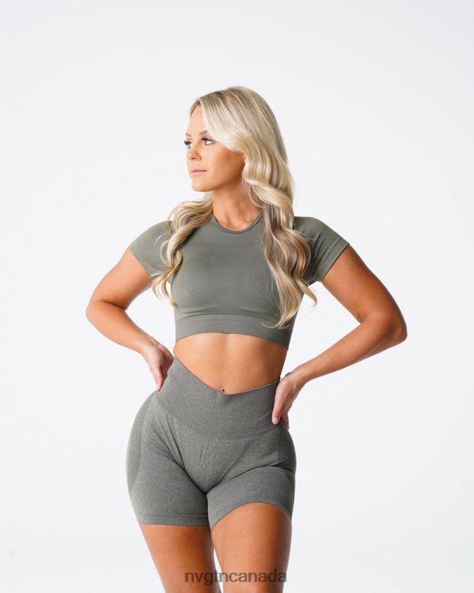 NVGTN Fitness Women Vortex Seamless Bra Top Khaki Green HJXFTJ73