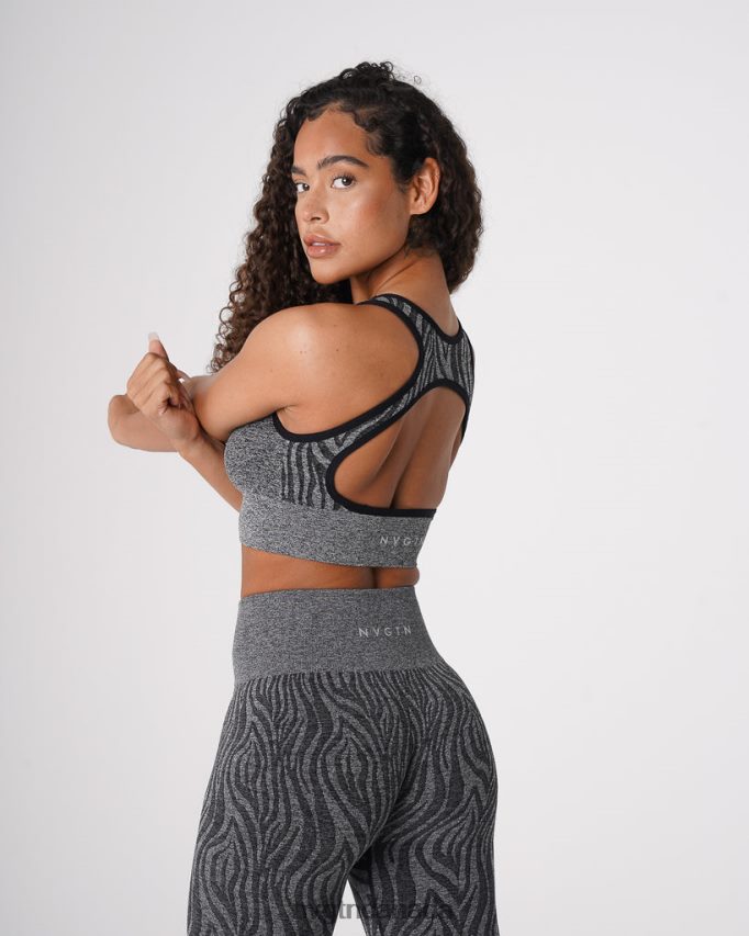 NVGTN Fitness Women Zebra Eclipse Seamless Bra Black Speckled HJXFTJ214