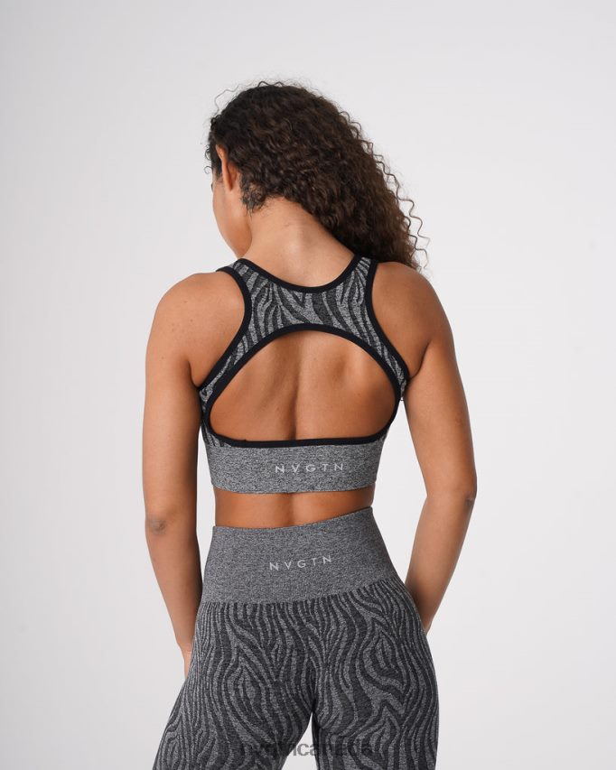 NVGTN Fitness Women Zebra Eclipse Seamless Bra Black Speckled HJXFTJ214