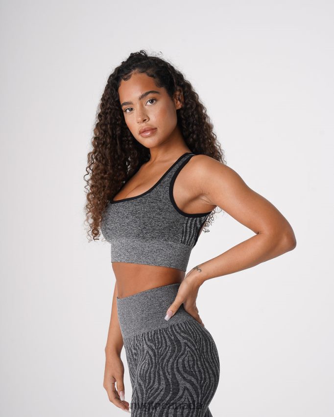NVGTN Fitness Women Zebra Eclipse Seamless Bra Black Speckled HJXFTJ214
