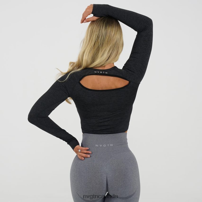 NVGTN Fitness Women Glimpse Long-Sleeve Crop Midnight HJXFTJ315