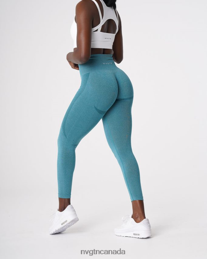 NVGTN Fitness Women Contour Seamless Leggings Teal HJXFTJ534