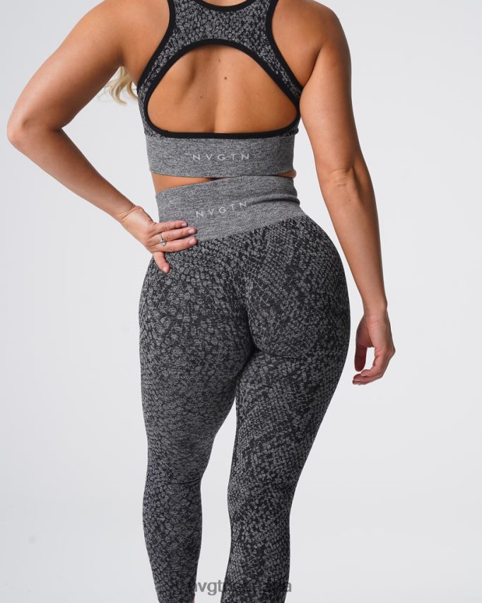 NVGTN Fitness Women Snakeskin Seamless Leggings Black Speckled HJXFTJ678