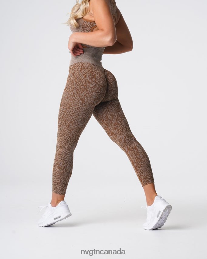 NVGTN Fitness Women Snakeskin Seamless Leggings Mocha HJXFTJ681