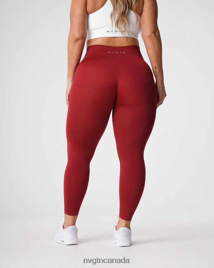 NVGTN Fitness Women Solid Seamless Leggings Carmine HJXFTJ574