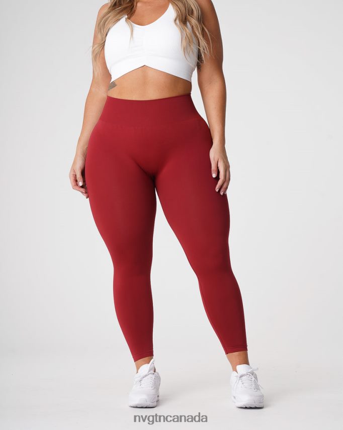 NVGTN Fitness Women Solid Seamless Leggings Carmine HJXFTJ574