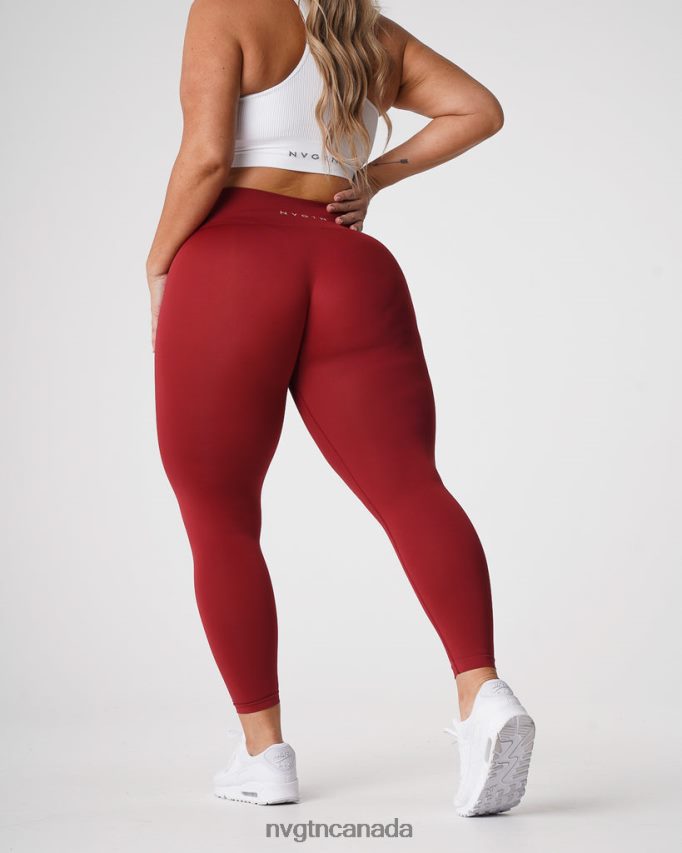 NVGTN Fitness Women Solid Seamless Leggings Carmine HJXFTJ574