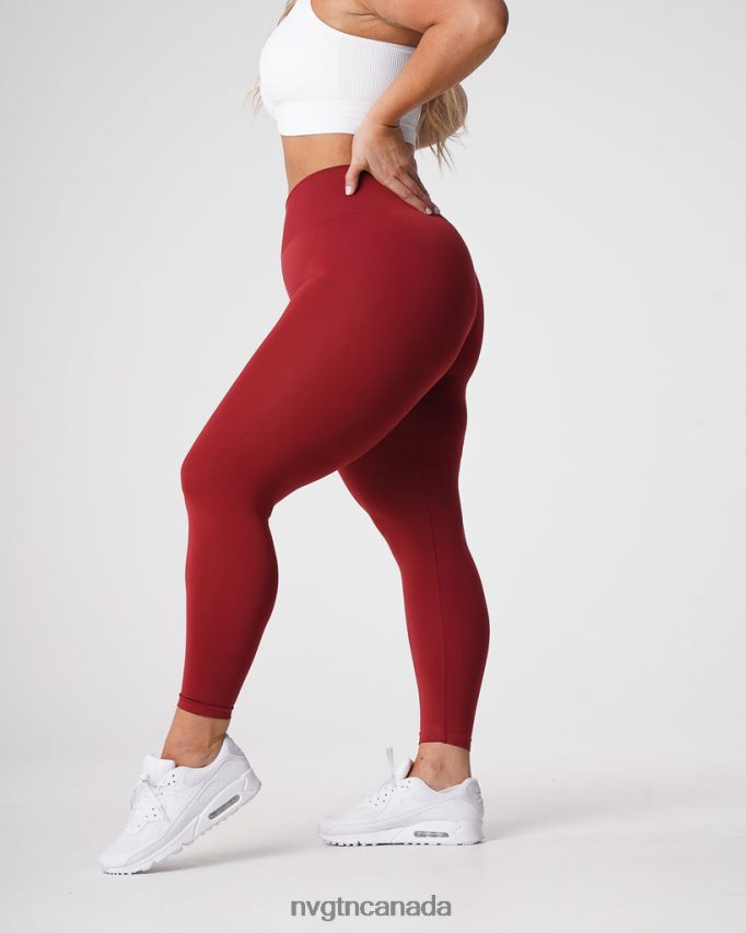 NVGTN Fitness Women Solid Seamless Leggings Carmine HJXFTJ574