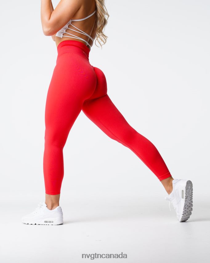 NVGTN Fitness Women Solid Seamless Leggings Scarlet HJXFTJ552