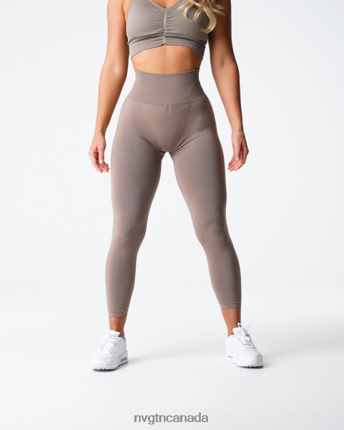 NVGTN Fitness Women Solid Seamless Leggings Taupe HJXFTJ558