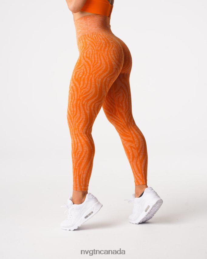 NVGTN Fitness Women Zebra Seamless Leggings Burnt Orange HJXFTJ683