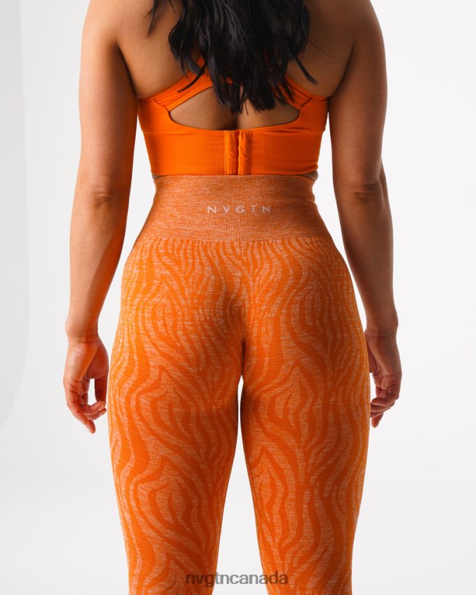 NVGTN Fitness Women Zebra Seamless Leggings Burnt Orange HJXFTJ683