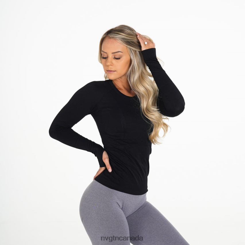NVGTN Fitness Women Shape Seamless Long-Sleeve Top Black HJXFTJ283