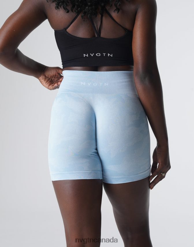 NVGTN Fitness Women Camo Seamless Shorts Icy Blue HJXFTJ447